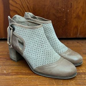 CASTA Cap Toe Perforated Cut Out Ankle Boots